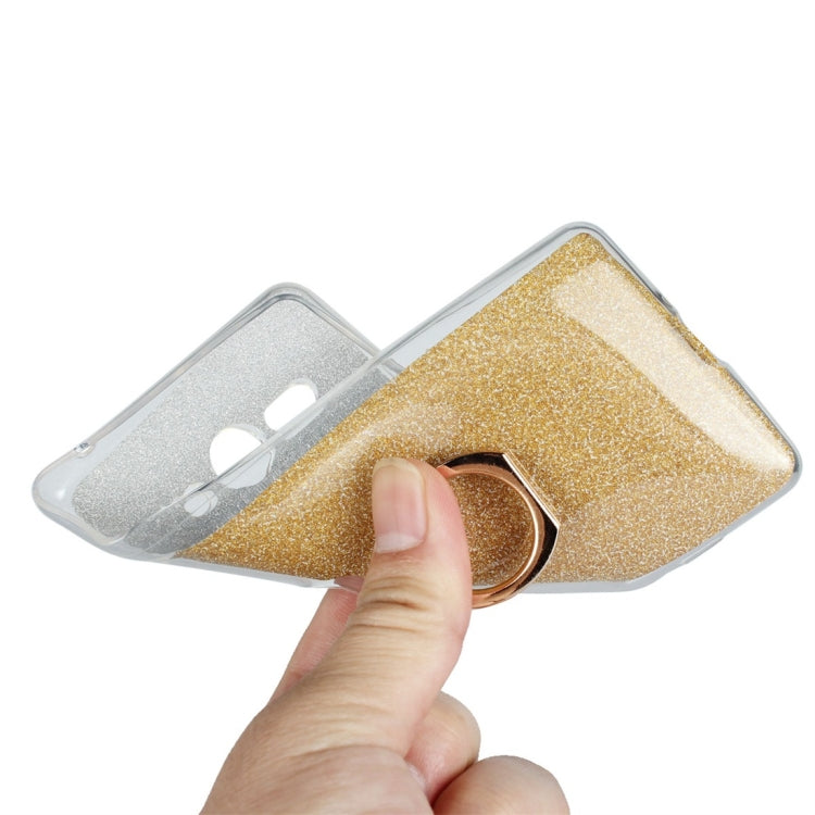 For Sony Xperia XZ2 Compact Glittery Powder Shockproof TPU Protective Case with Ring Holder