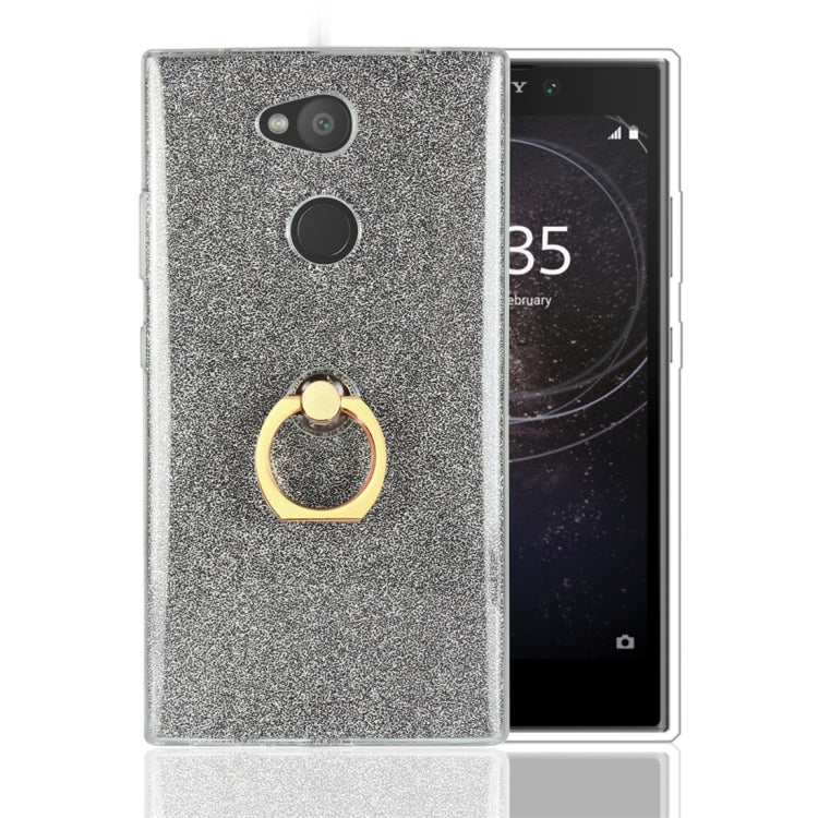 For Sony Xperia L2 Glittery Powder Shockproof TPU Protective Case with Ring Holder