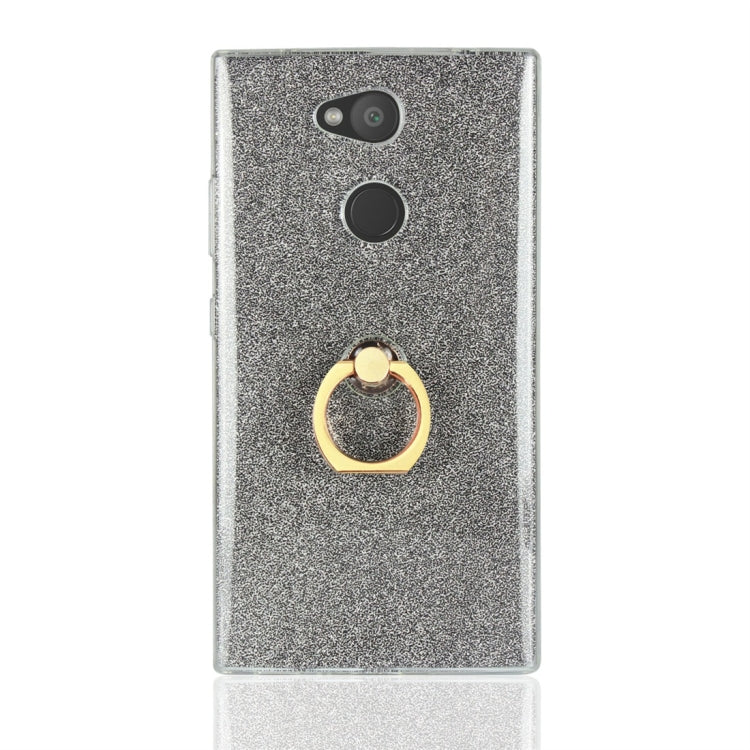 For Sony Xperia L2 Glittery Powder Shockproof TPU Protective Case with Ring Holder