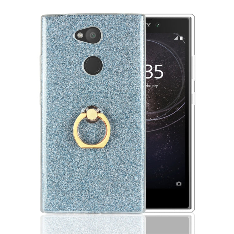 For Sony Xperia L2 Glittery Powder Shockproof TPU Protective Case with Ring Holder