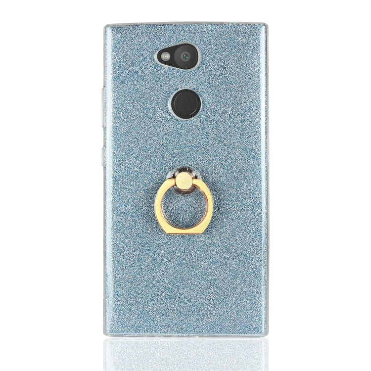 For Sony Xperia L2 Glittery Powder Shockproof TPU Protective Case with Ring Holder