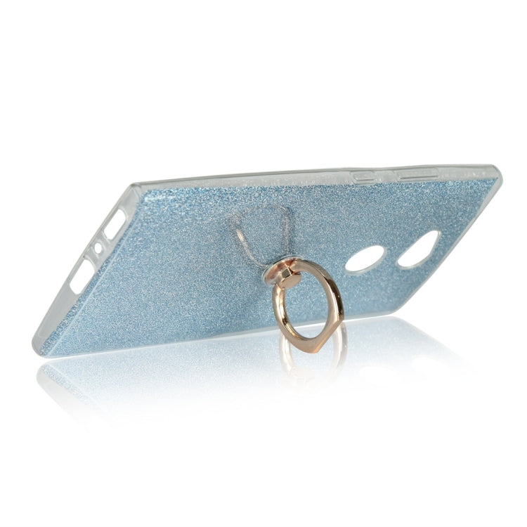 For Sony Xperia L2 Glittery Powder Shockproof TPU Protective Case with Ring Holder