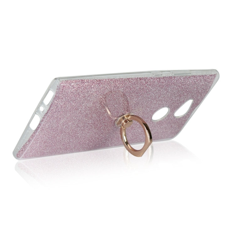For Sony Xperia L2 Glittery Powder Shockproof TPU Protective Case with Ring Holder
