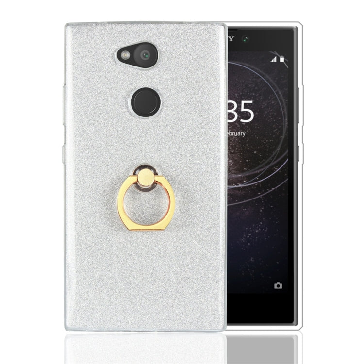 For Sony Xperia L2 Glittery Powder Shockproof TPU Protective Case with Ring Holder