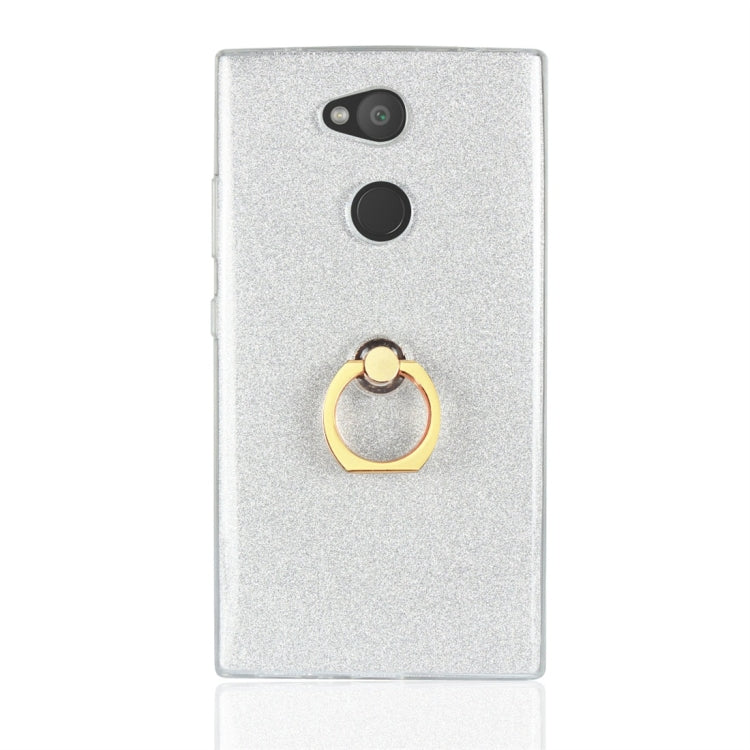 For Sony Xperia L2 Glittery Powder Shockproof TPU Protective Case with Ring Holder
