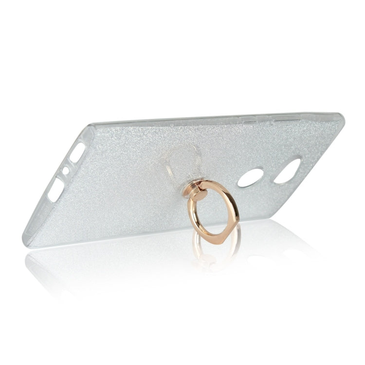 For Sony Xperia L2 Glittery Powder Shockproof TPU Protective Case with Ring Holder