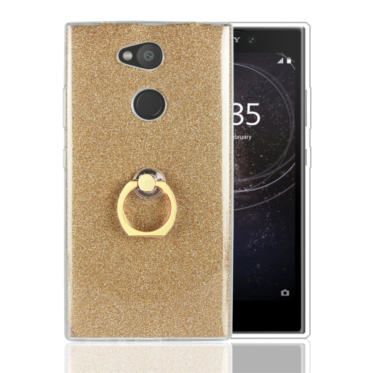 For Sony Xperia L2 Glittery Powder Shockproof TPU Protective Case with Ring Holder