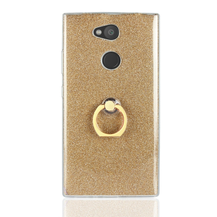 For Sony Xperia L2 Glittery Powder Shockproof TPU Protective Case with Ring Holder