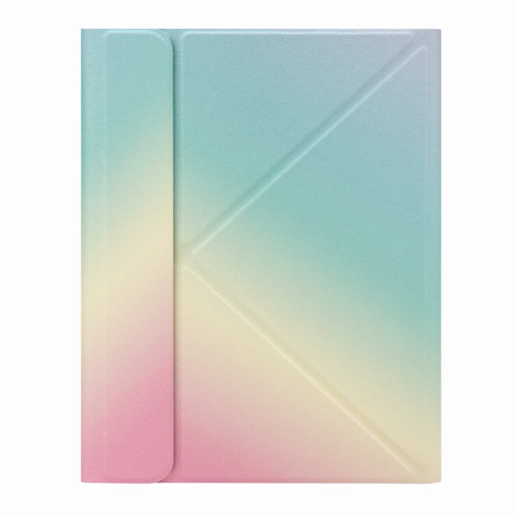 H-097CS Touch Backlight Bluetooth Keyboard Leather Case with Rear Three-fold Holder For iPad 9.7 2018 & 2017