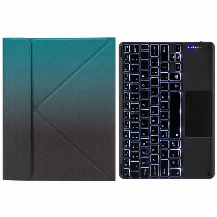H-097CS Touch Backlight Bluetooth Keyboard Leather Case with Rear Three-fold Holder For iPad 9.7 2018 & 2017