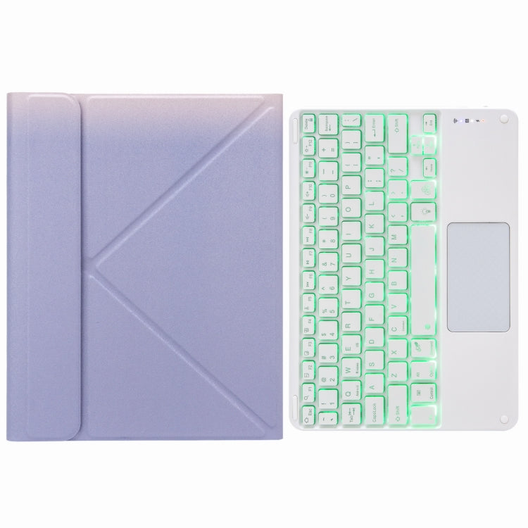 H-097CS Touch Backlight Bluetooth Keyboard Leather Case with Rear Three-fold Holder For iPad 9.7 2018 & 2017