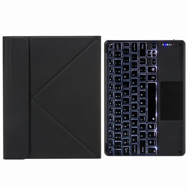 H-097CS Touch Backlight Bluetooth Keyboard Leather Case with Rear Three-fold Holder For iPad 9.7 2018 & 2017