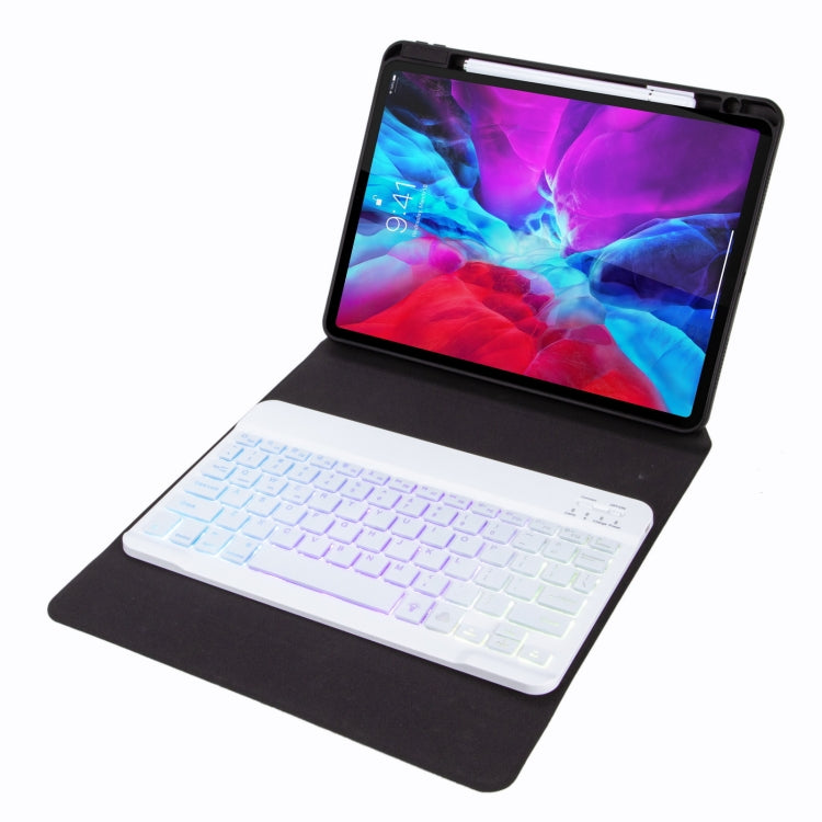 H-097S3 Tri-color Backlight Bluetooth Keyboard Leather Case with Rear Three-fold Holder For iPad 9.7 2018 & 2017
