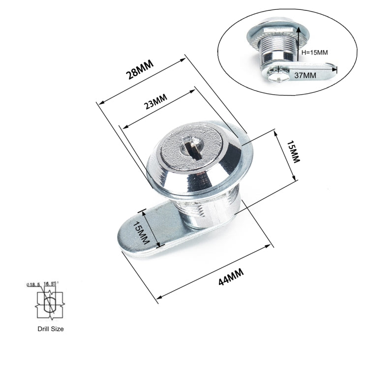 A2922-02 4 in 1 15mm Cylinder Drawer & Cabinet Lock Cam Locks
