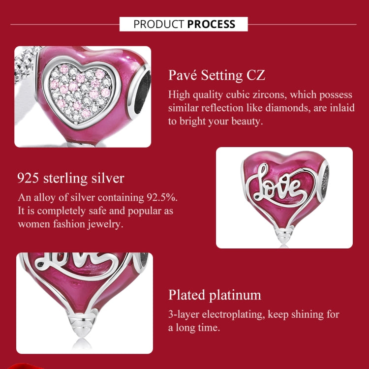 S925 Sterling Silver Heart Light Beads DIY Bracelet Necklace Accessories
