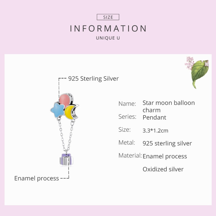 S925 Sterling Silver Star Moon Balloon Beads DIY Bracelet Necklace Accessories