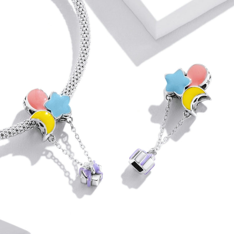 S925 Sterling Silver Star Moon Balloon Beads DIY Bracelet Necklace Accessories