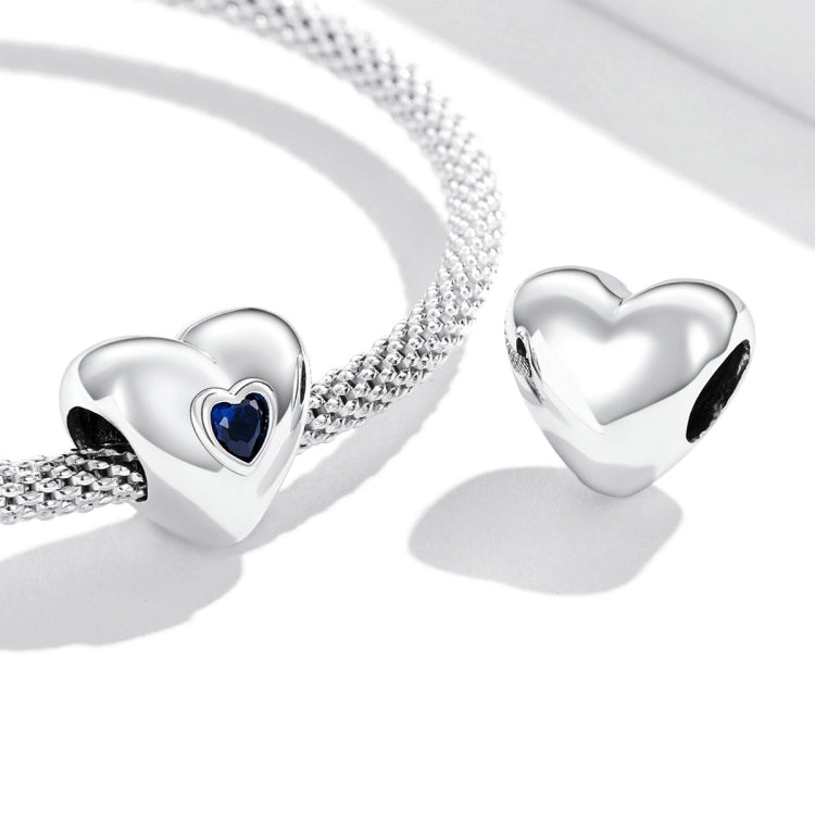 S925 Sterling Silver Blue Heart Zircon Beads DIY Bracelet Necklace Accessories