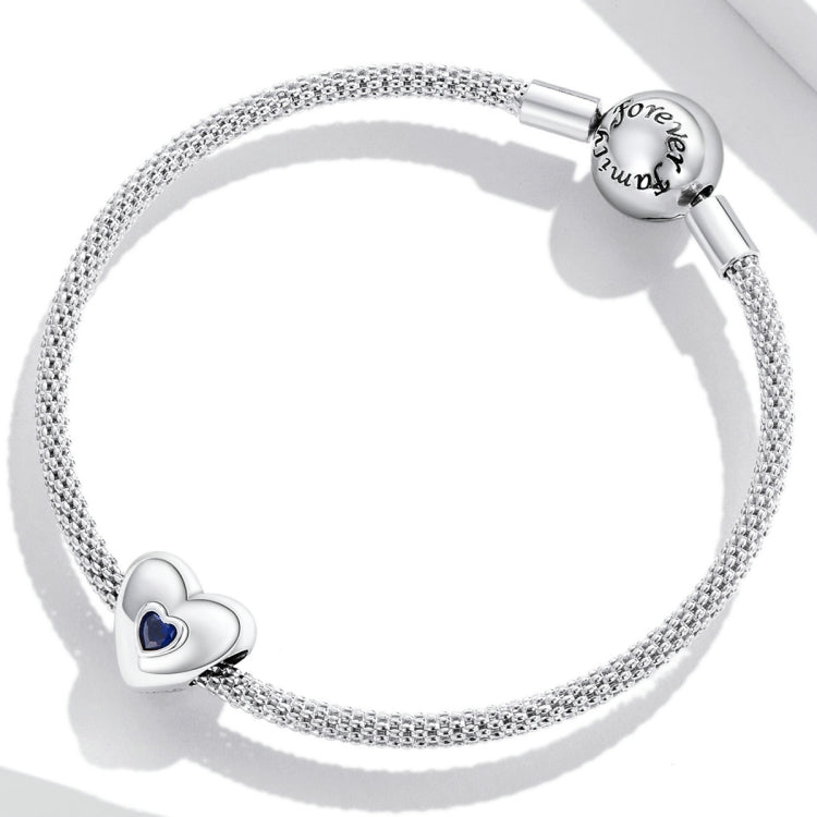 S925 Sterling Silver Blue Heart Zircon Beads DIY Bracelet Necklace Accessories