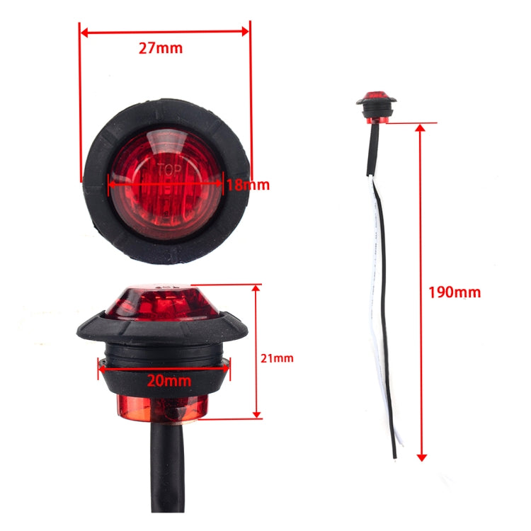 A5015 15 in 1 Red + Amber + White Light Truck Trailer LED Round Side Marker Lamp