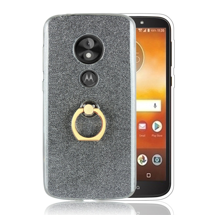 For Motorola Moto E5 Play Glittery Powder Shockproof TPU Protective Case with Ring Holder