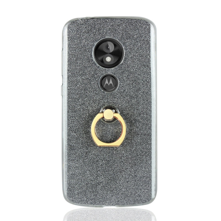 For Motorola Moto E5 Play Glittery Powder Shockproof TPU Protective Case with Ring Holder