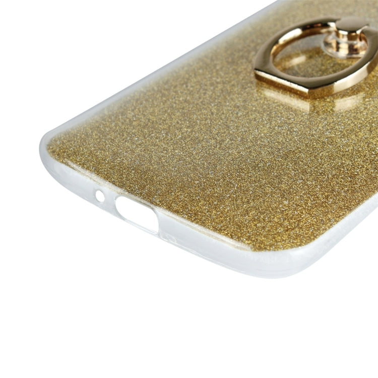 For Motorola Moto E5 Play Glittery Powder Shockproof TPU Protective Case with Ring Holder