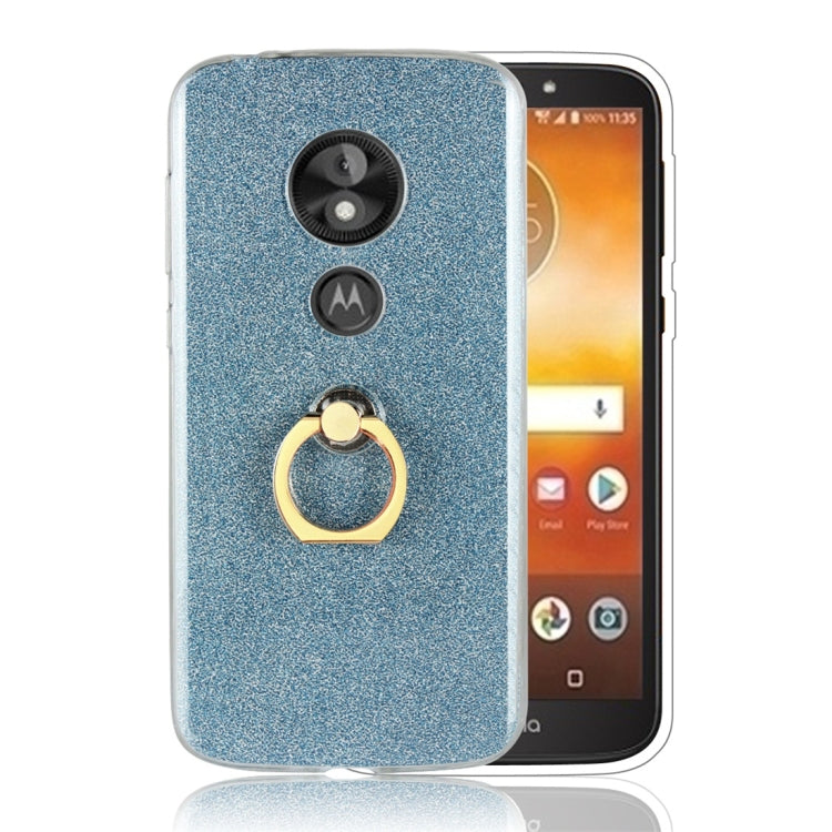 For Motorola Moto E5 Play Glittery Powder Shockproof TPU Protective Case with Ring Holder