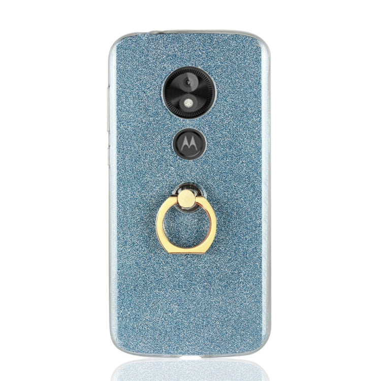 For Motorola Moto E5 Play Glittery Powder Shockproof TPU Protective Case with Ring Holder