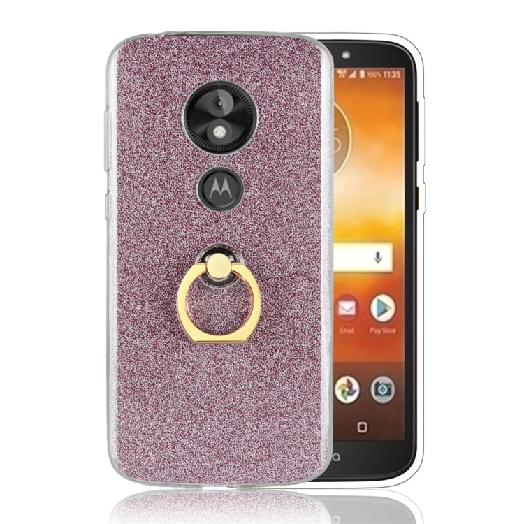 For Motorola Moto E5 Play Glittery Powder Shockproof TPU Protective Case with Ring Holder