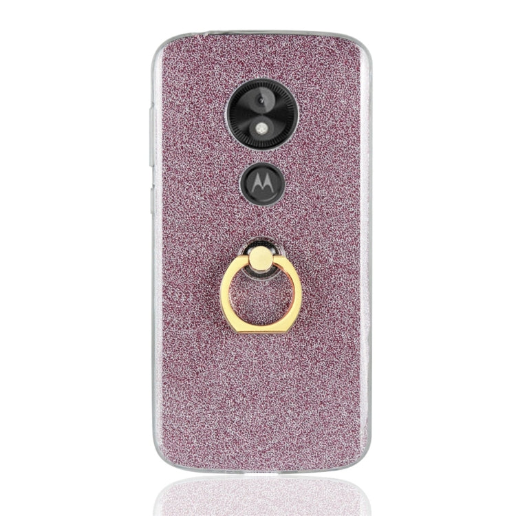 For Motorola Moto E5 Play Glittery Powder Shockproof TPU Protective Case with Ring Holder