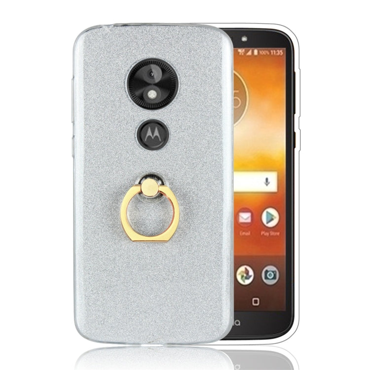For Motorola Moto E5 Play Glittery Powder Shockproof TPU Protective Case with Ring Holder