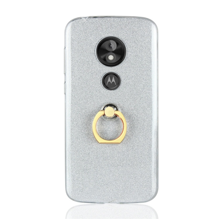 For Motorola Moto E5 Play Glittery Powder Shockproof TPU Protective Case with Ring Holder