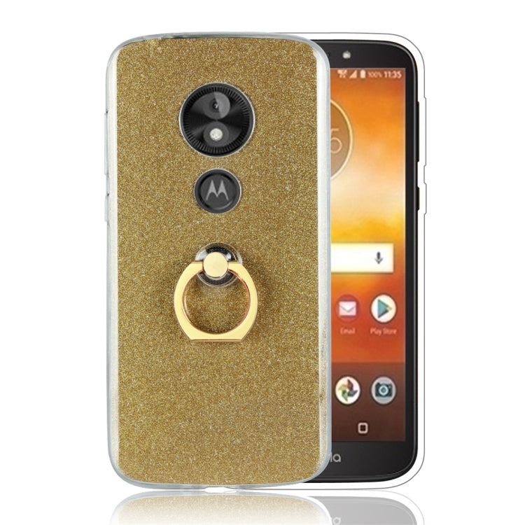 For Motorola Moto E5 Play Glittery Powder Shockproof TPU Protective Case with Ring Holder