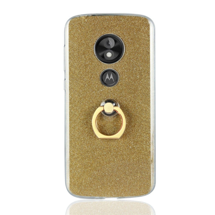 For Motorola Moto E5 Play Glittery Powder Shockproof TPU Protective Case with Ring Holder