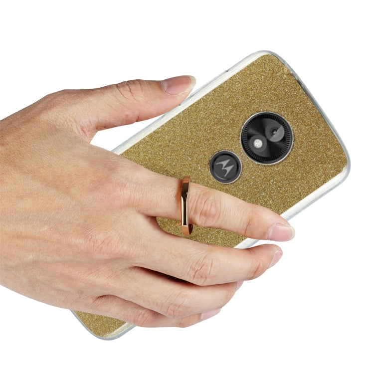 For Motorola Moto E5 Play Glittery Powder Shockproof TPU Protective Case with Ring Holder