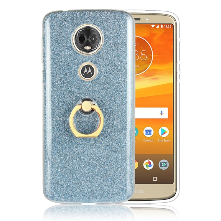 For Motorola Moto E5 Plus Glittery Powder Shockproof TPU Protective Case with Ring Holder