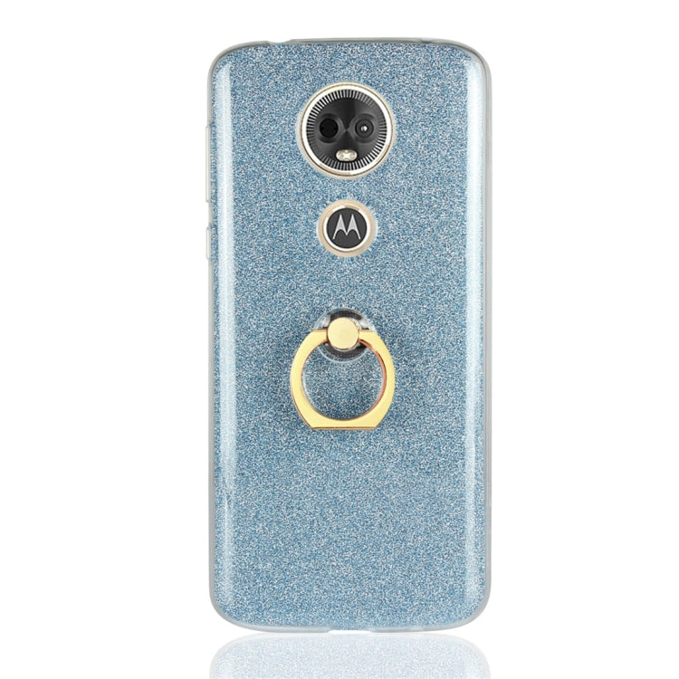 For Motorola Moto E5 Plus Glittery Powder Shockproof TPU Protective Case with Ring Holder