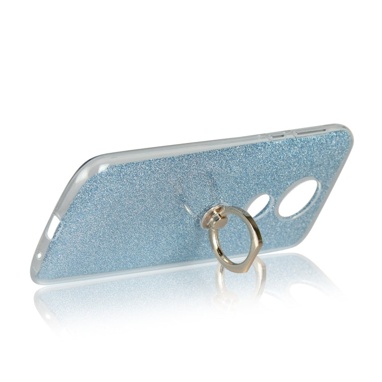 For Motorola Moto E5 Plus Glittery Powder Shockproof TPU Protective Case with Ring Holder