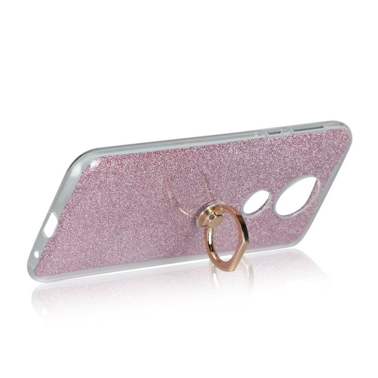 For Motorola Moto E5 Plus Glittery Powder Shockproof TPU Protective Case with Ring Holder