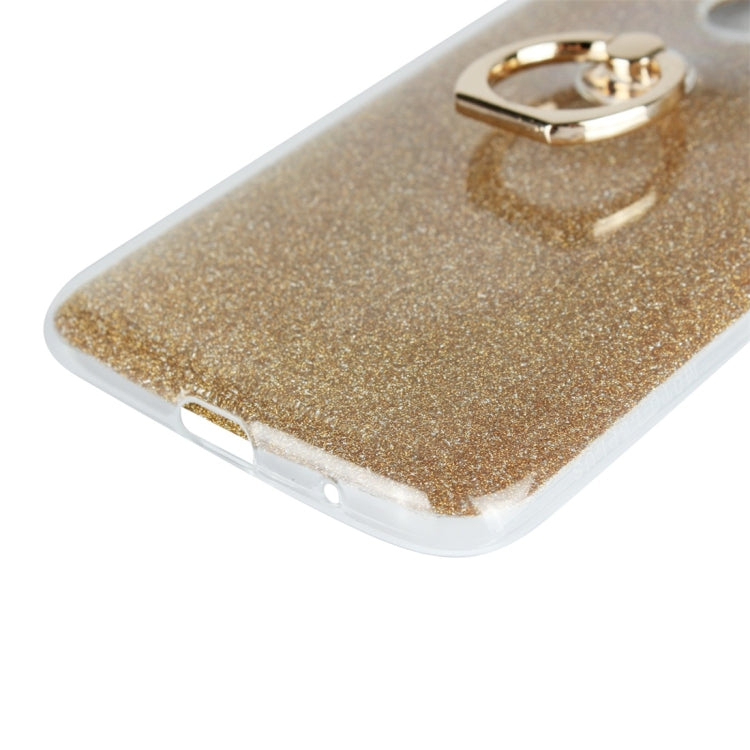 For Motorola Moto E5 Plus Glittery Powder Shockproof TPU Protective Case with Ring Holder