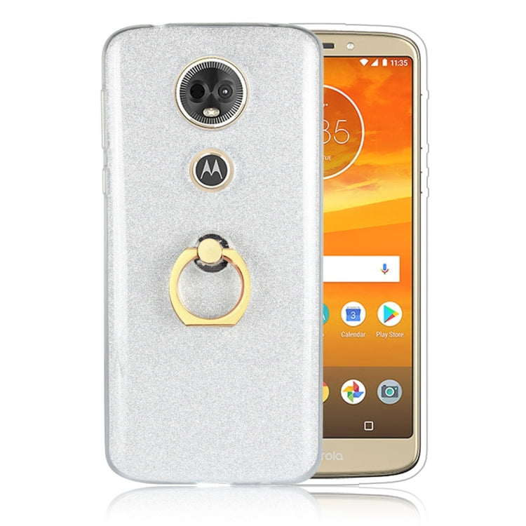 For Motorola Moto E5 Plus Glittery Powder Shockproof TPU Protective Case with Ring Holder