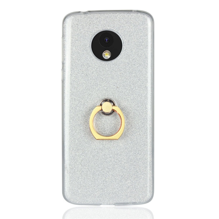 For Motorola Moto E5 Glittery Powder Shockproof TPU Protective Case with Ring Holder