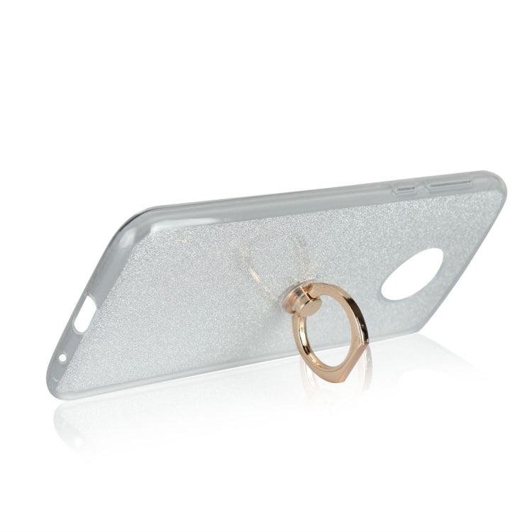For Motorola Moto E5 Glittery Powder Shockproof TPU Protective Case with Ring Holder
