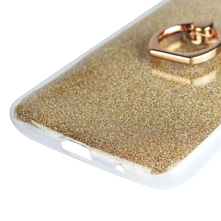 For Motorola Moto E5 Glittery Powder Shockproof TPU Protective Case with Ring Holder