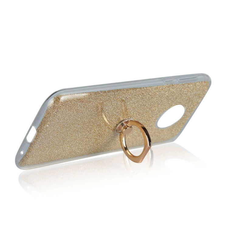 For Motorola Moto E5 Glittery Powder Shockproof TPU Protective Case with Ring Holder