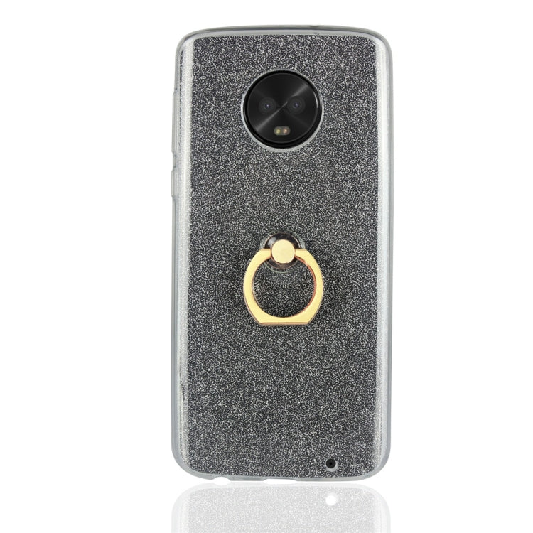 For Motorola Moto G6 Plus Glittery Powder Shockproof TPU Protective Case with Ring Holder
