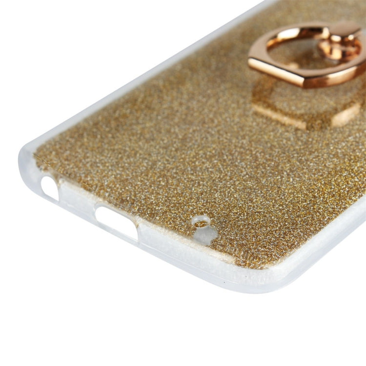 For Motorola Moto G6 Plus Glittery Powder Shockproof TPU Protective Case with Ring Holder