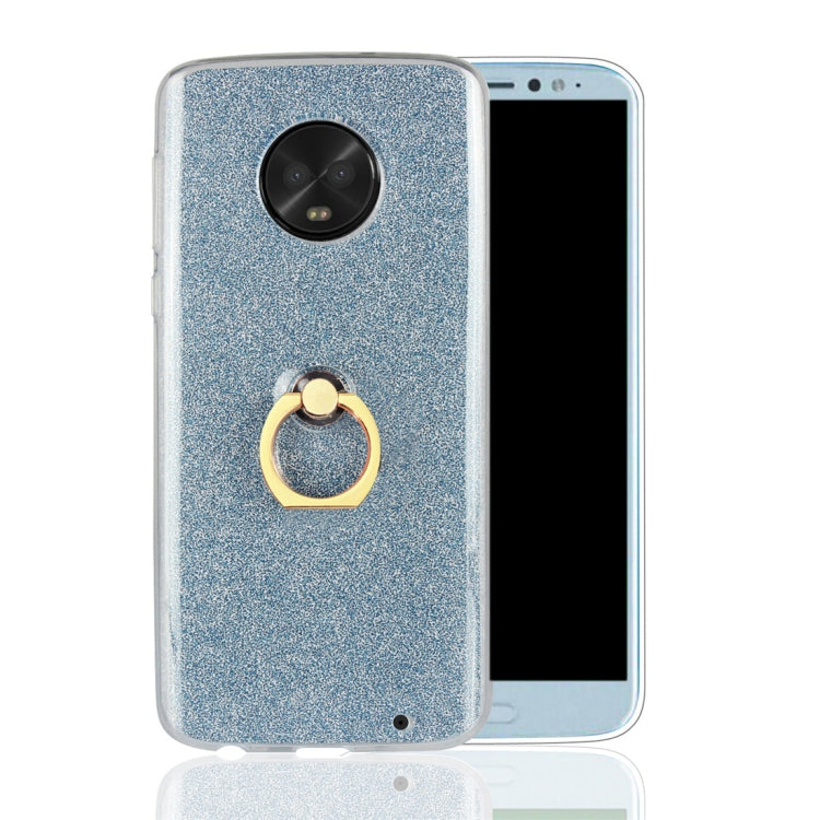 For Motorola Moto G6 Plus Glittery Powder Shockproof TPU Protective Case with Ring Holder