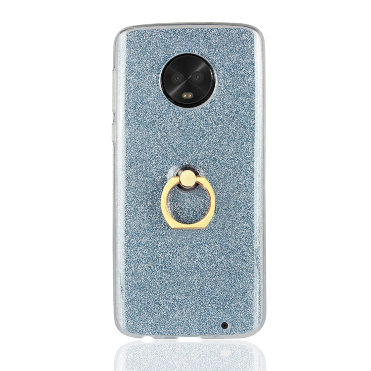 For Motorola Moto G6 Plus Glittery Powder Shockproof TPU Protective Case with Ring Holder